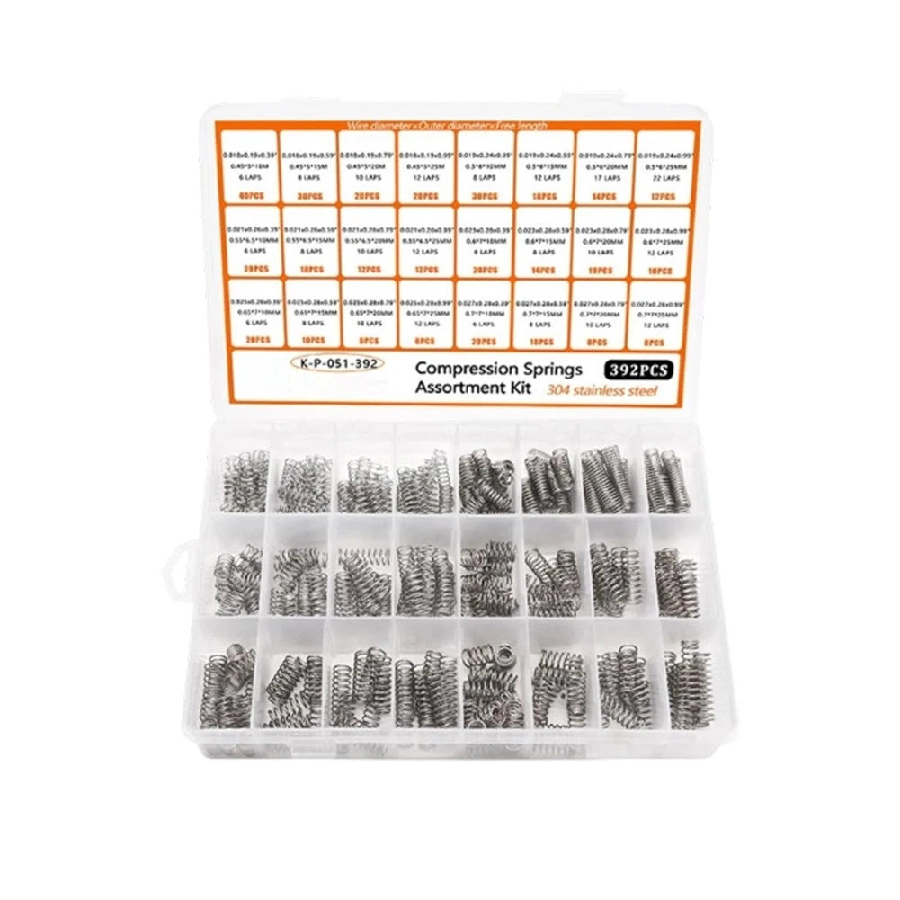 392-Piece Compression Springs Assortment Kit - 304 Stainless Steel