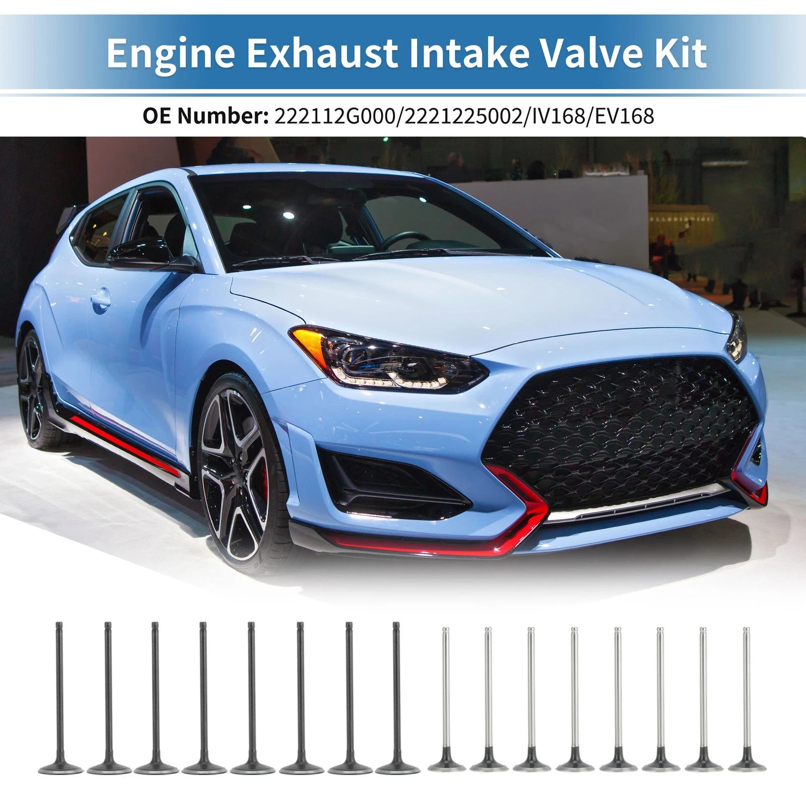 Intake Exhaust Valves Kit 16pc Replacement for Hyundai Santa Fe (2010–2018)