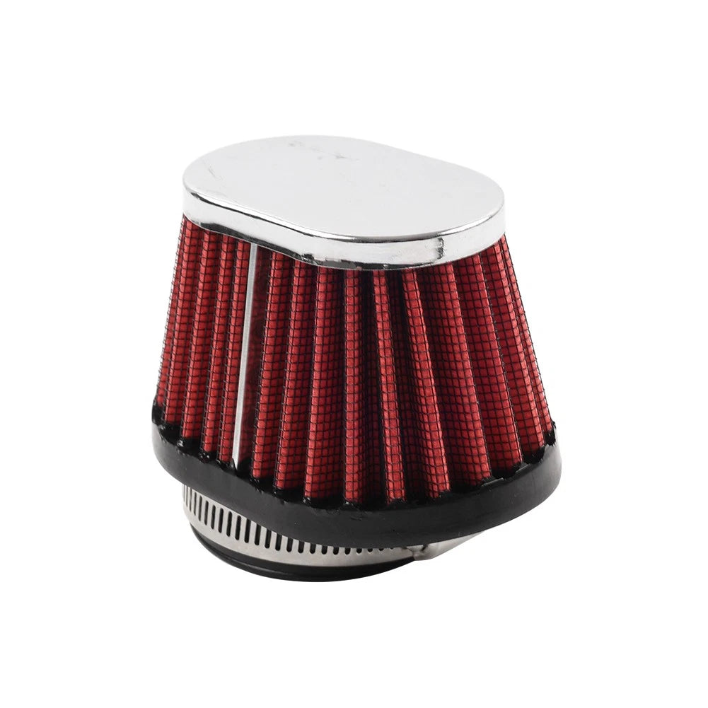 55MM 2.17" Motorcycle Oval Air Intake Filter Cleaner Washable Red