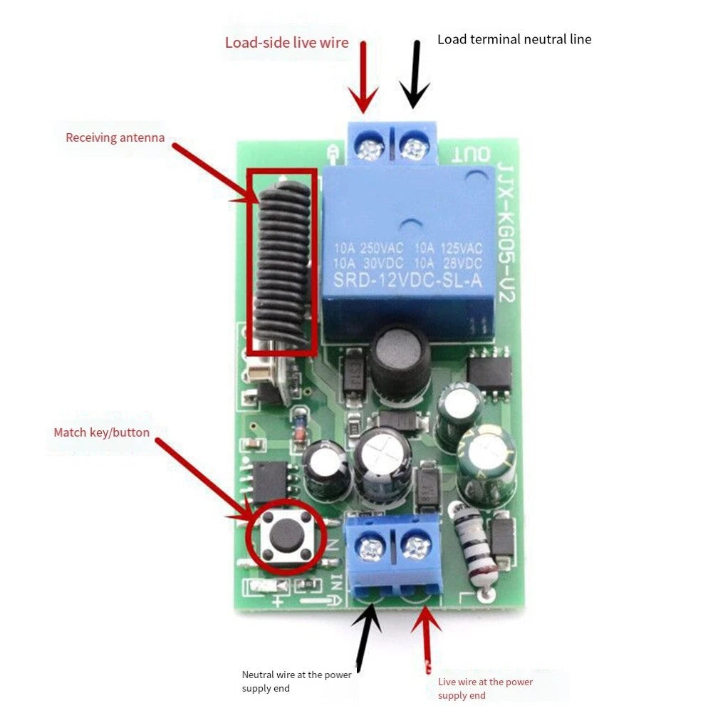 Wireless Remote Control Switch with AC85250V for Universal Use (433MHz)