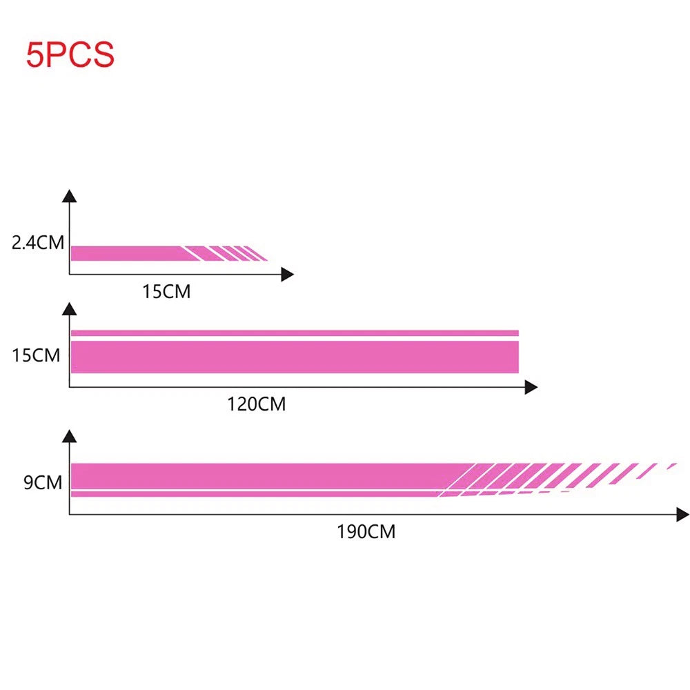 5x Universal Pink PVC Car Body Sticker Stripe Vinyl Decal