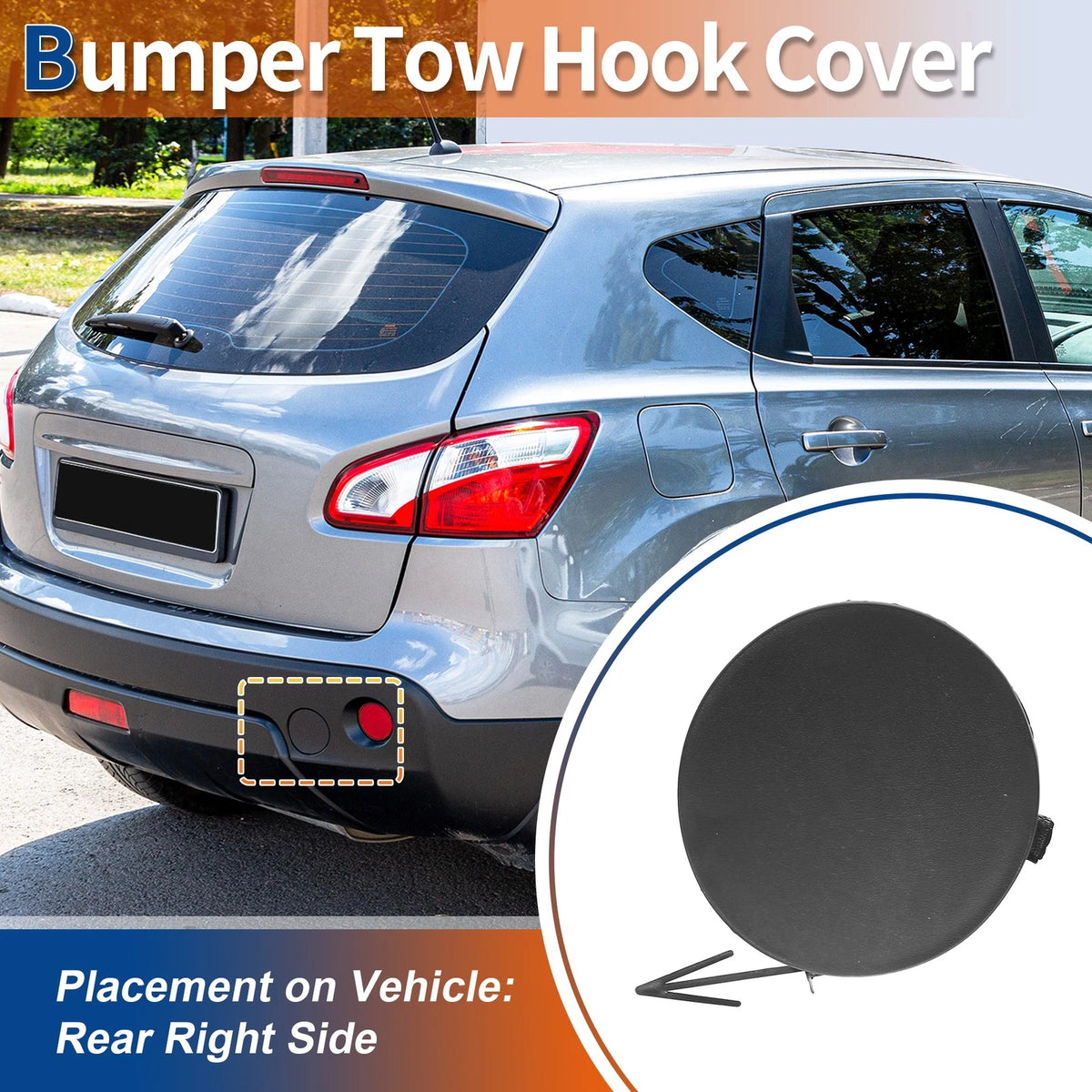 Rear Tow Hook Cover for Nissan Qashqai J10 (2006–2013) No.85071BR00A Unpainted