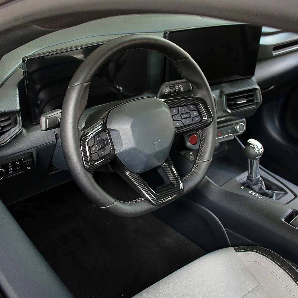 Carbon Fiber Interior Steering Wheel Trim Cover for Ford Mustang 24+ Accessories
