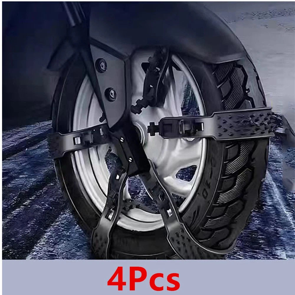 4Pcs Anti-Skid Snow Chains for Motorcycles Bicycles (59cm)