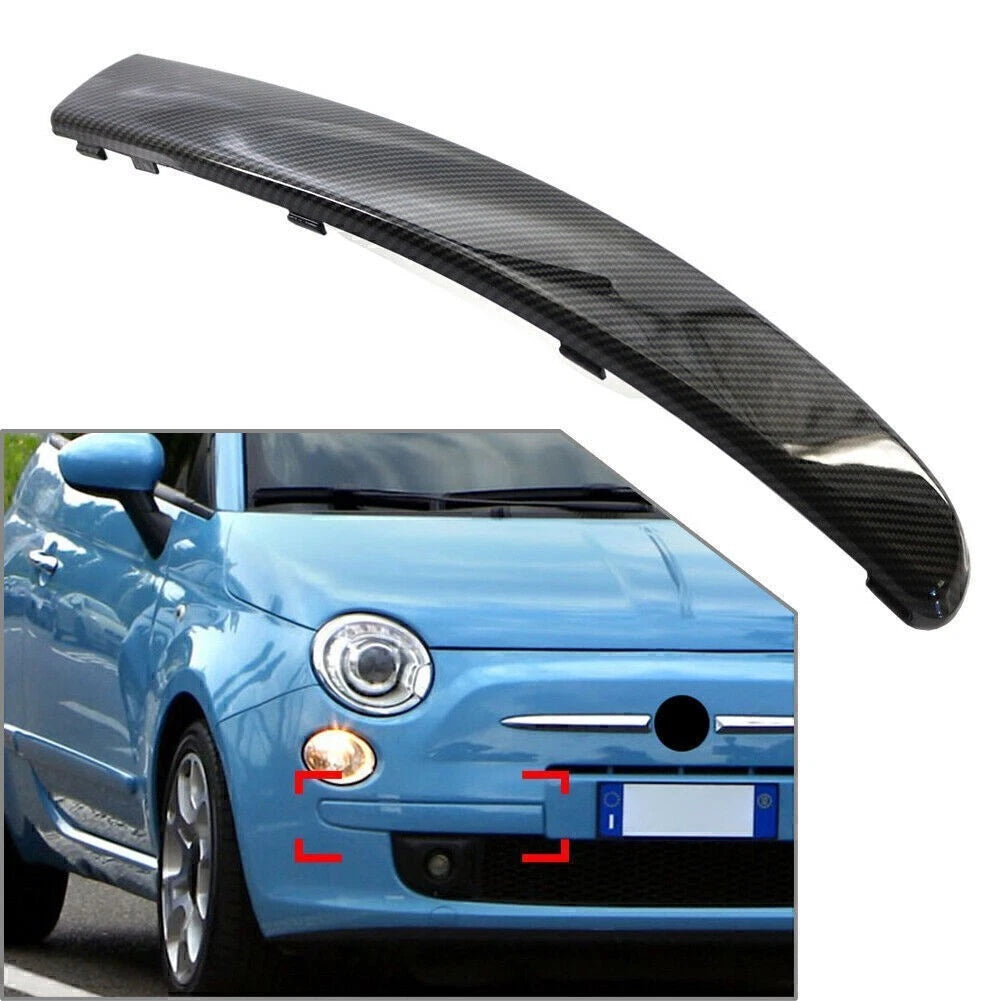 Carbon Fiber Front Right Side Bumper Moulding Trim for FIAT 500 (2007–2015)