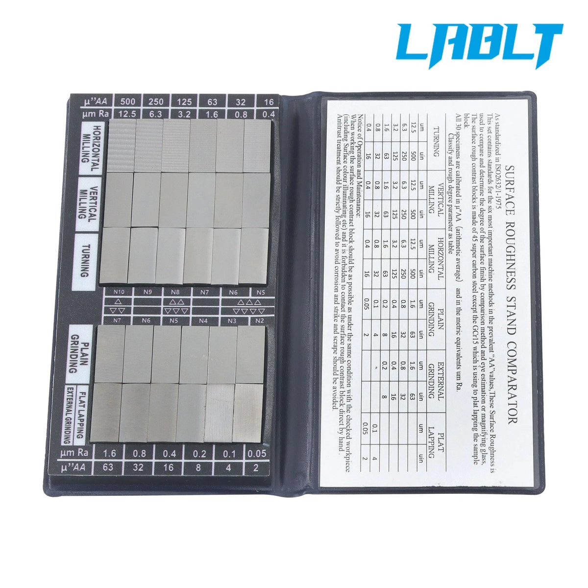 30Pcs Surface Roughness Standards Set for LABLT (Ra0.05-12.5mm)