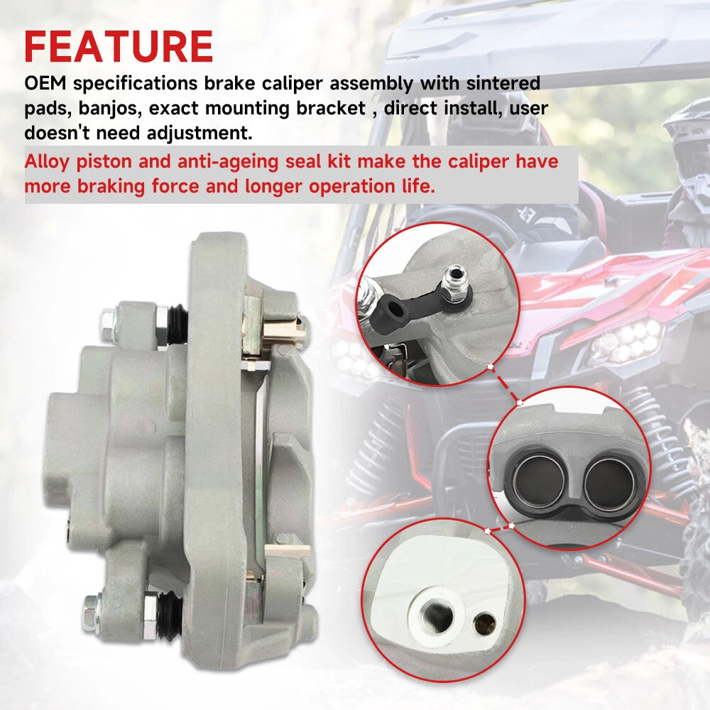 Front Left Brake Caliper w/Pads for Honda Pioneer 1000 (2016–2023)