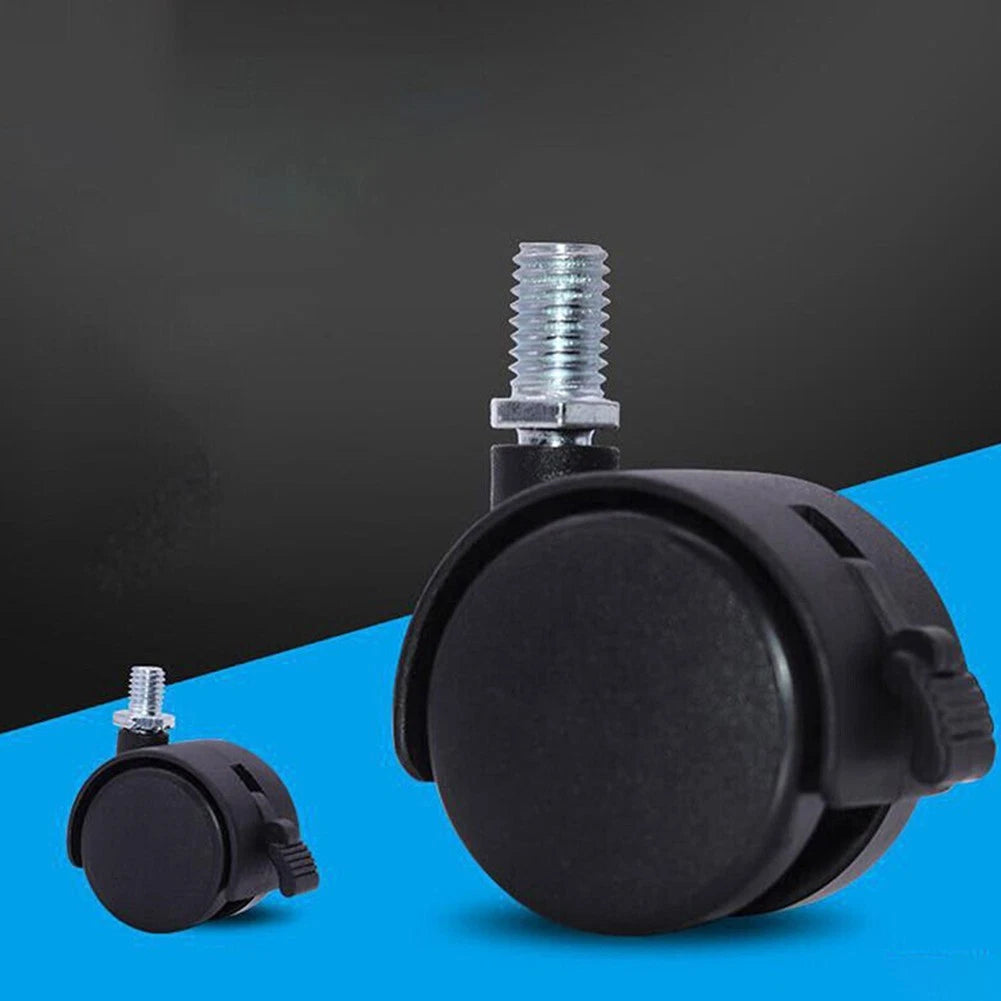 Set of 4 Black Polyurethane Casters for Office Chair (3")