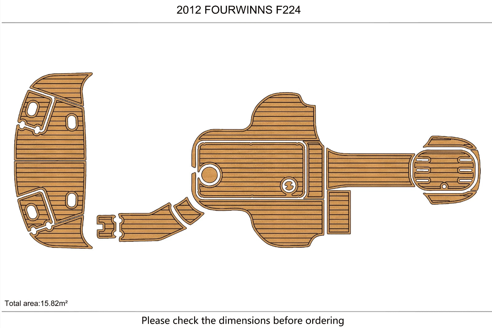 EVA Pads for Fourwinns F224 Cockpit Swim Platform (2012) Teak Deck Flooring Mat