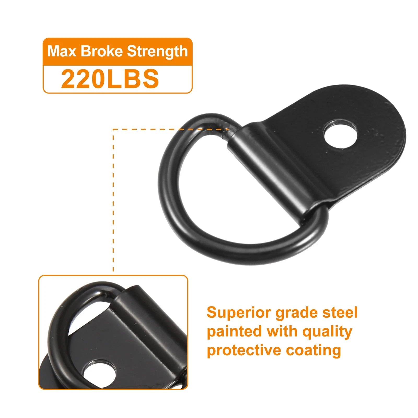 D Ring Tie Down Anchor Replacement 3mm for Trailer Boat RV Universal (6)