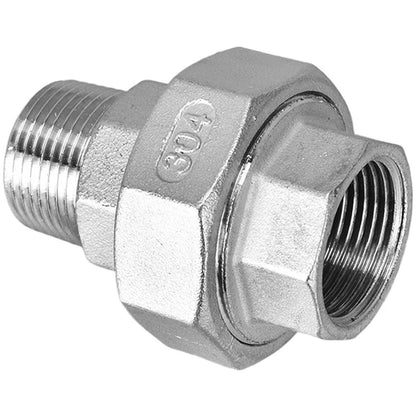 Set of 2 Threaded Connectors for Heavy Duty Piping (304 Stainless Steel)
