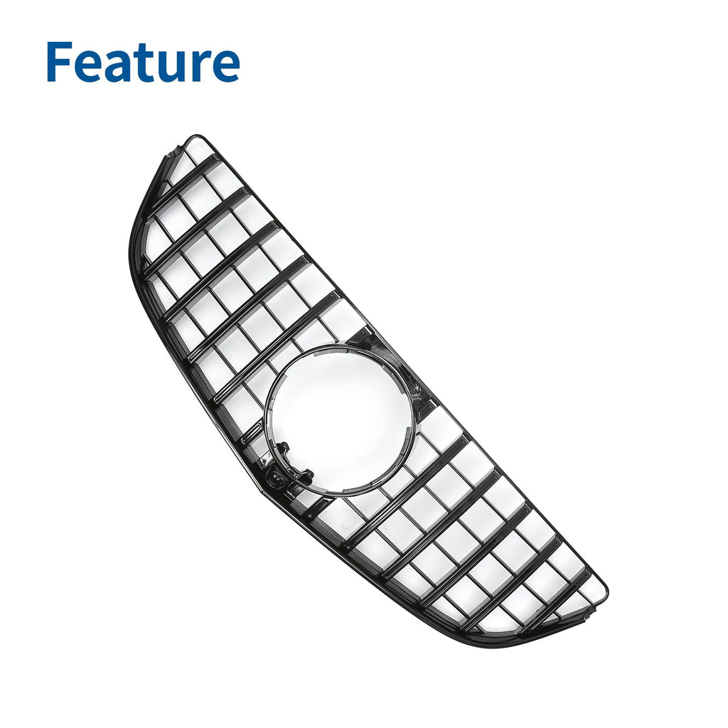 Front Upper Bumper Grille Grill for Mercedes-Benz E200 (2014–2017) Black