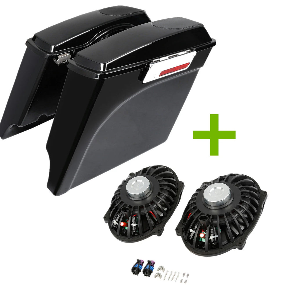 5" Stretched Saddle Bags & Speakers for Harley Touring (1993–2013)