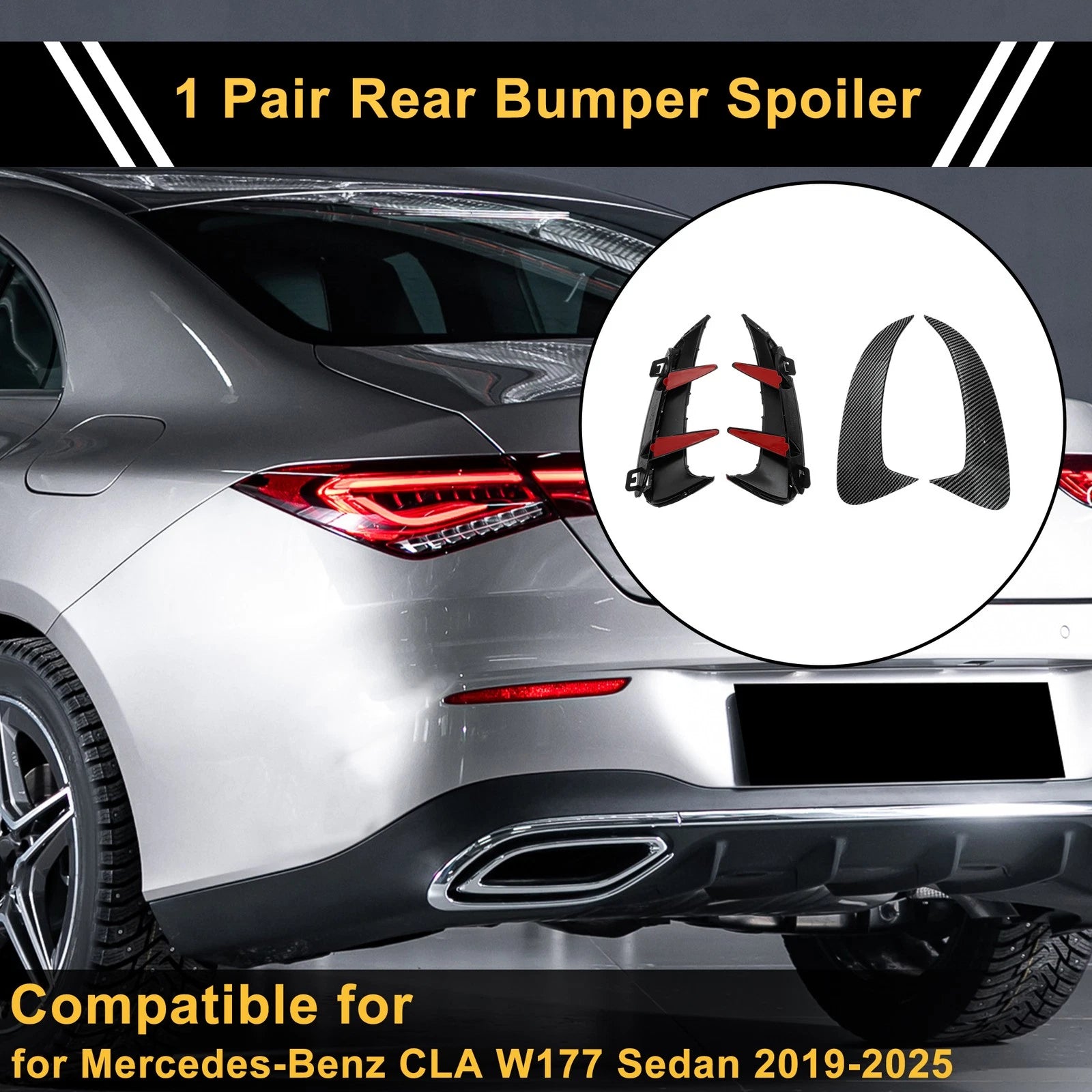 Rear Bumper Spoiler Pair Replacement for Mercedes-Benz CLA W177 (2019–2025)