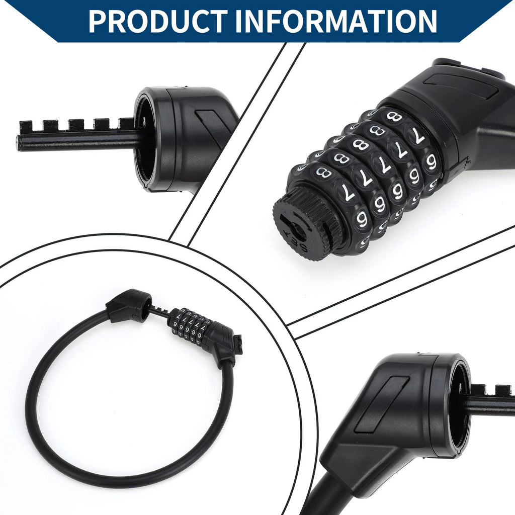 Spiral Cable Lock 60cm Resettable for Bicycle Bike (Universal Fit)