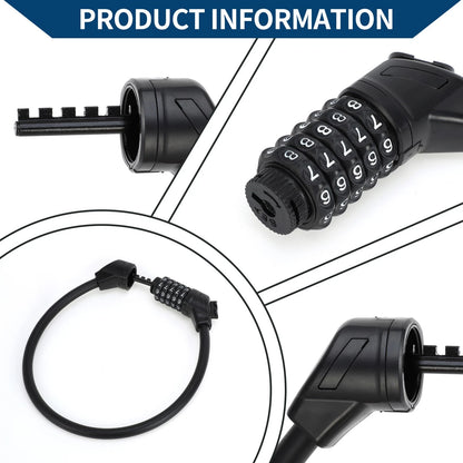 Spiral Cable Lock 60cm Resettable for Bicycle Bike (Universal Fit)