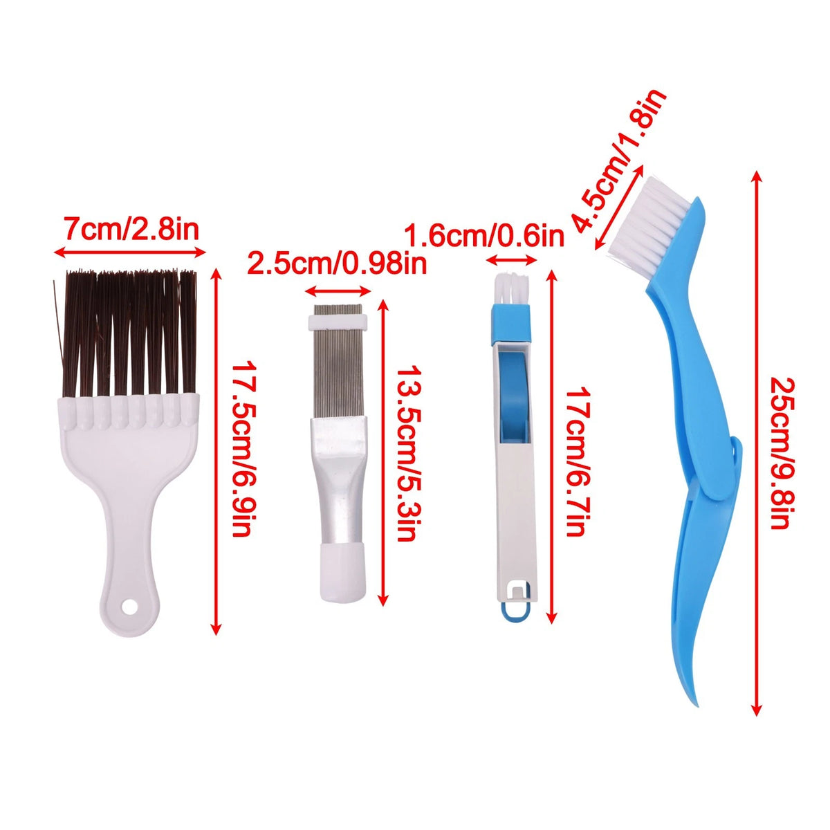 5 Piece Slat Comb and Brush Set for Efficient Dust Removal