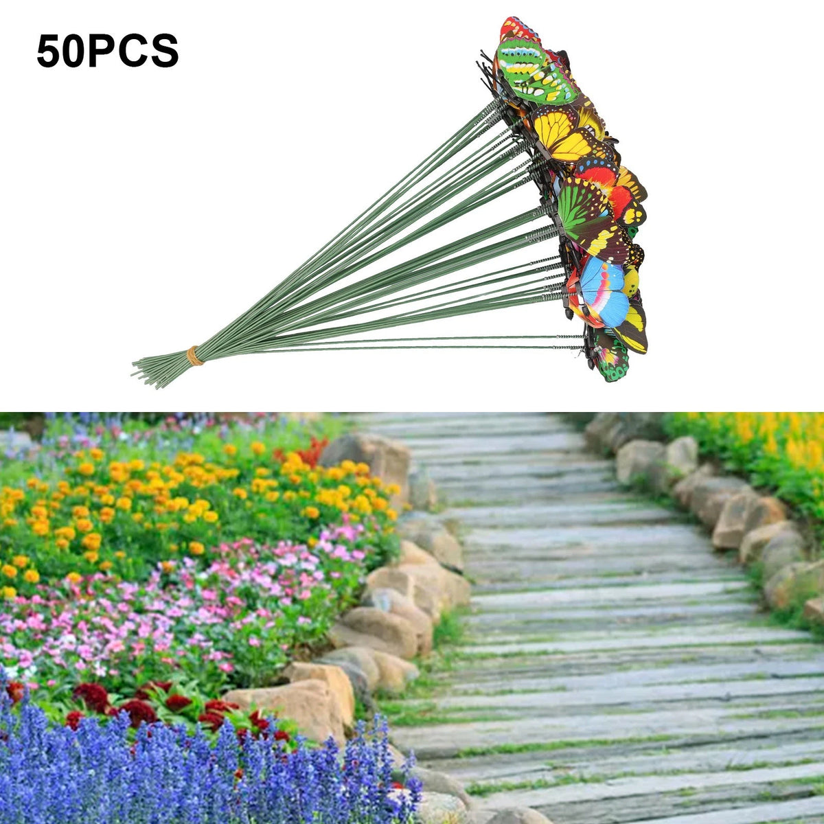 50PCS Wedding Butterfly Stakes for Garden Decor