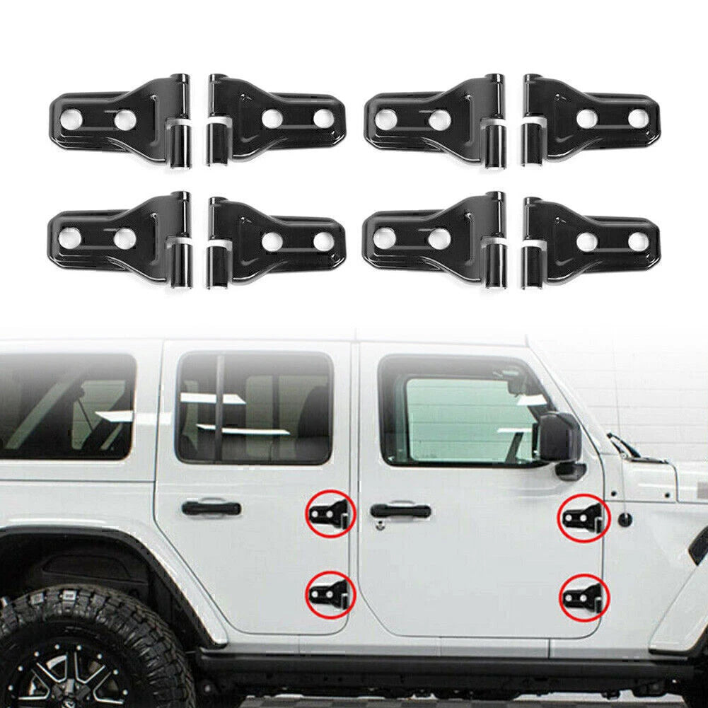 8pcs Black Door Hinge Covers Trim for Jeep Wrangler JL (2018–2023)