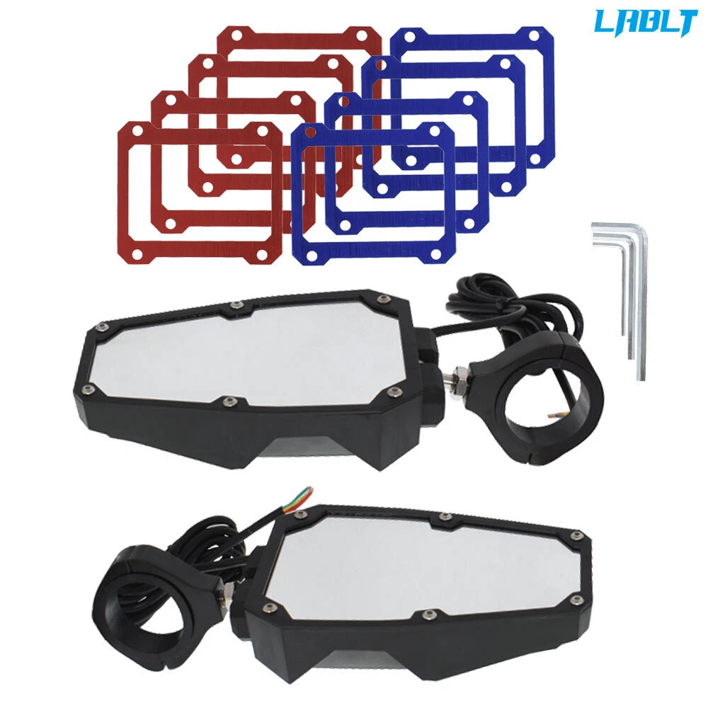 Set of 2 LED Side Mirrors for Polaris RZR (1.75"-2" Roll Cage)