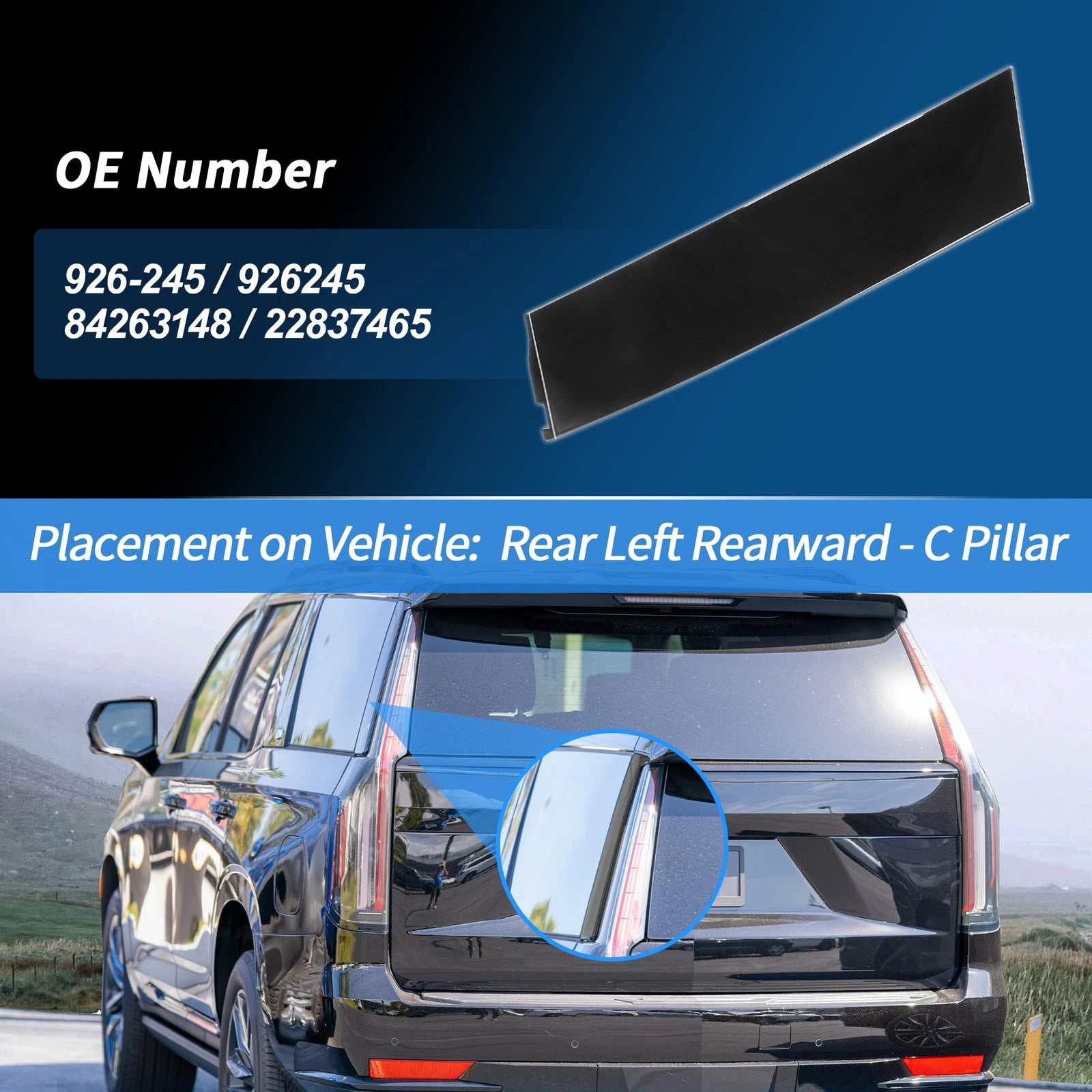 Rear Left C Pillar Window Cover Trim for Chevrolet Tahoe (2015–2018)