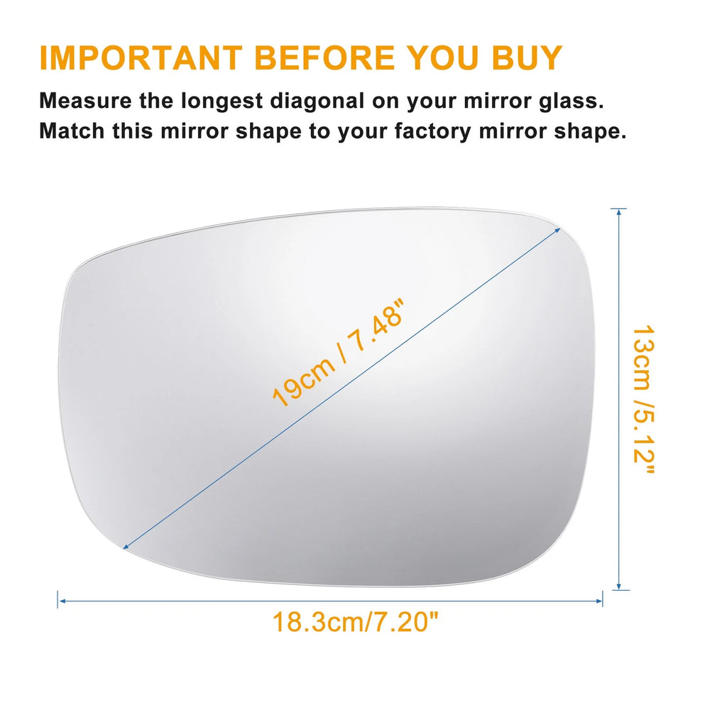 Left Side Mirror Glass Heated Replacement w Backing Plate for Mazda CX-5 CX-9 (2013–2023)