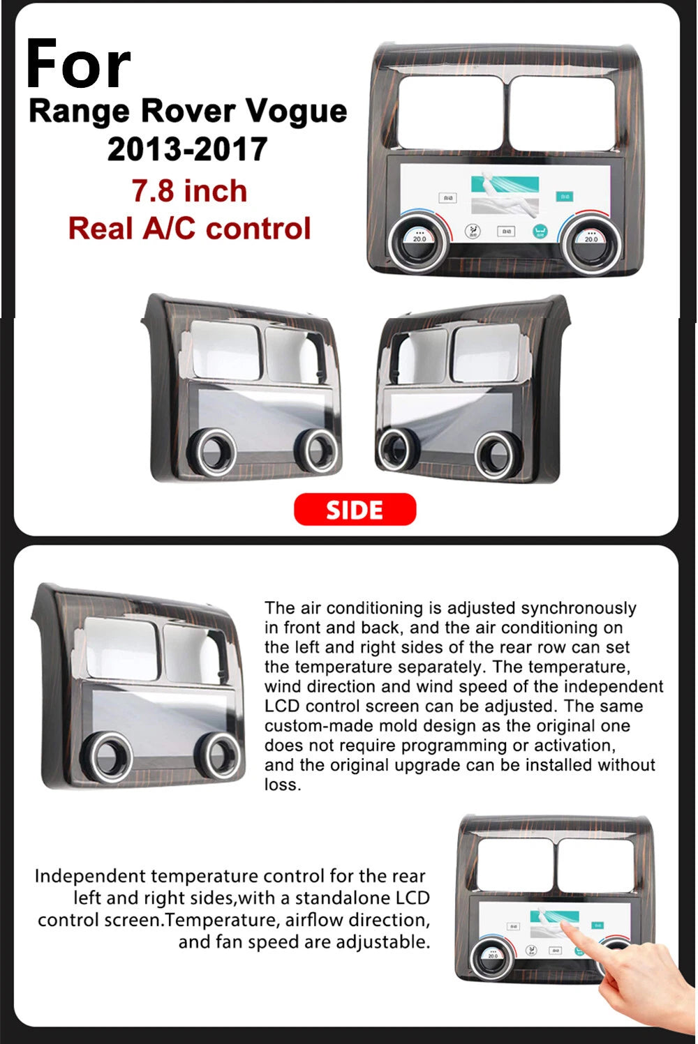 7.8" Rear A/C Control Touch Screen AC Panel For Range Rover Vogue L405 2013-2017