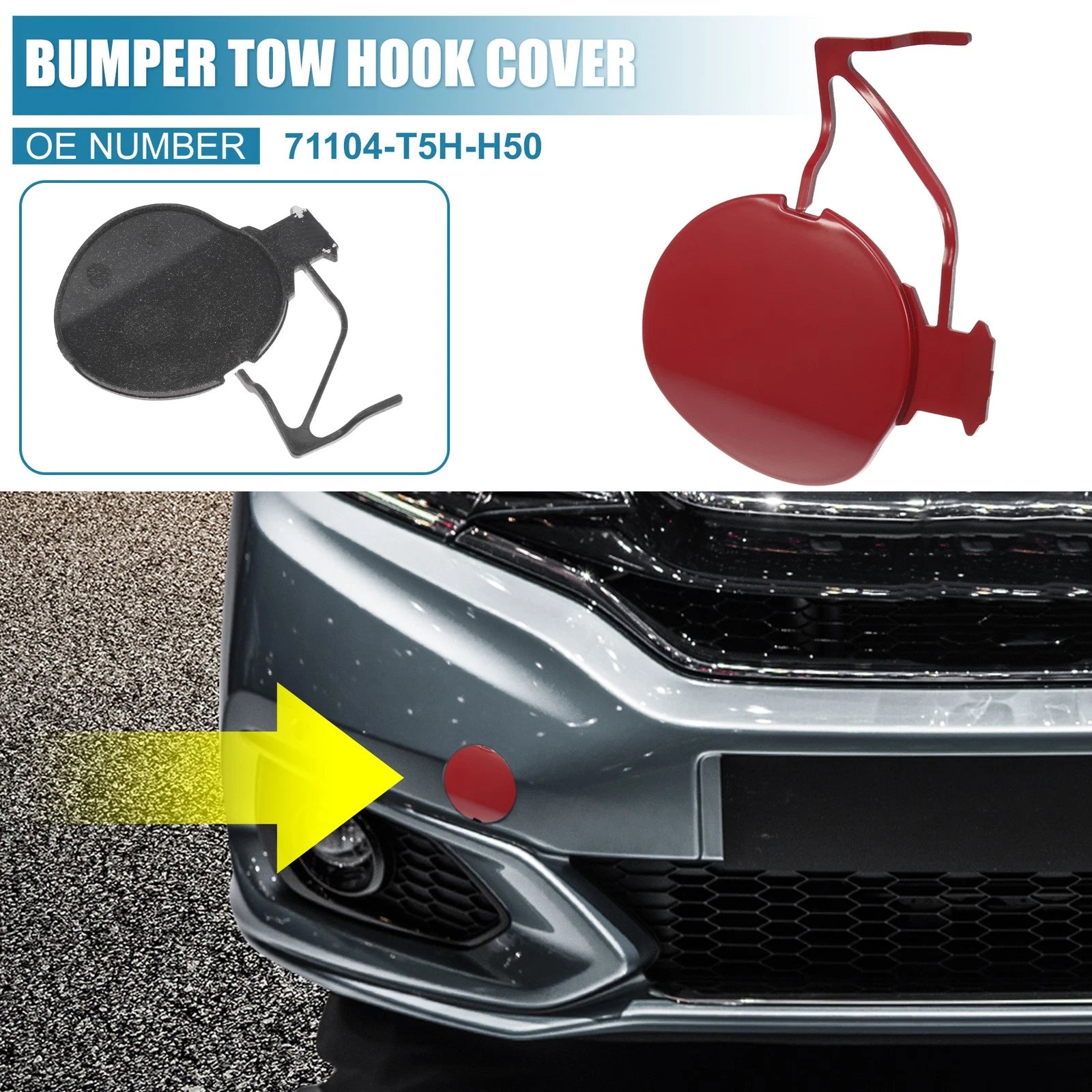 Front Bumper Tow Hook Cover Towing Cap for Honda Fit (2018–2019)