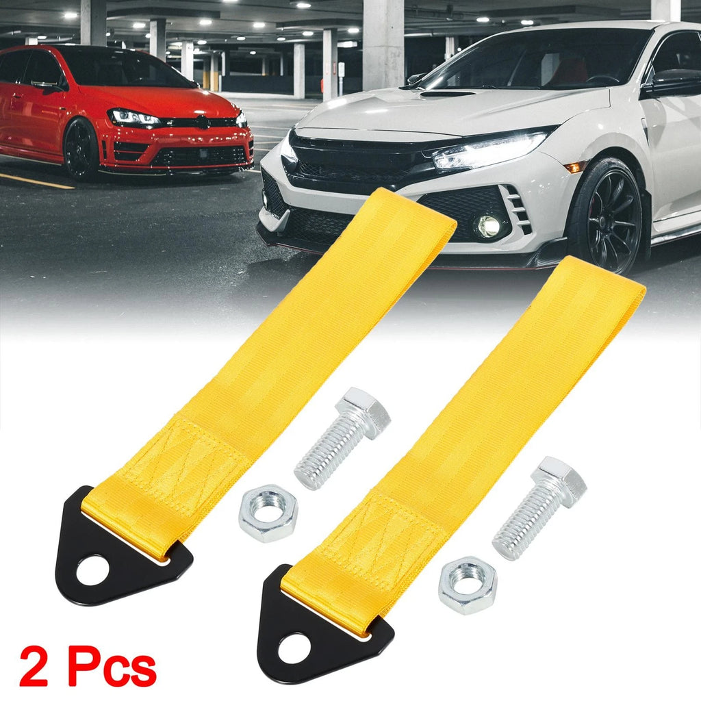 2pcs Tow Hook Strap Kit Yellow Universal for Car Truck SUV (Universal)