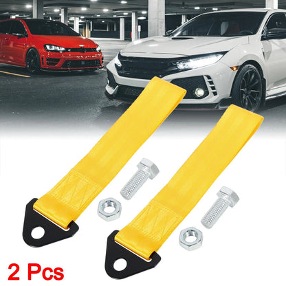 2pcs Tow Hook Strap Kit Yellow Universal for Car Truck SUV (Universal)