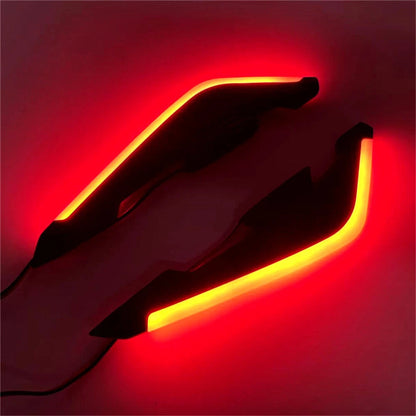 2x Motorcycle Winglet Side Spoiler Aerodynamic Wing Wind Fin with Red LED Light