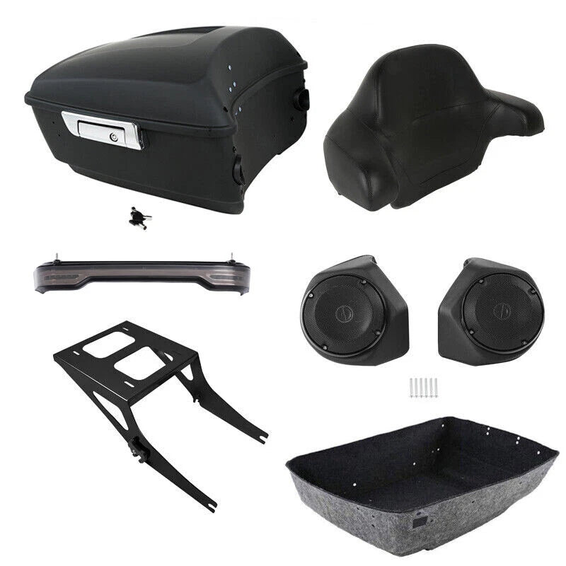 Backrest Speakers Light Mount Rack for Harley Fatboy (2008–2017)