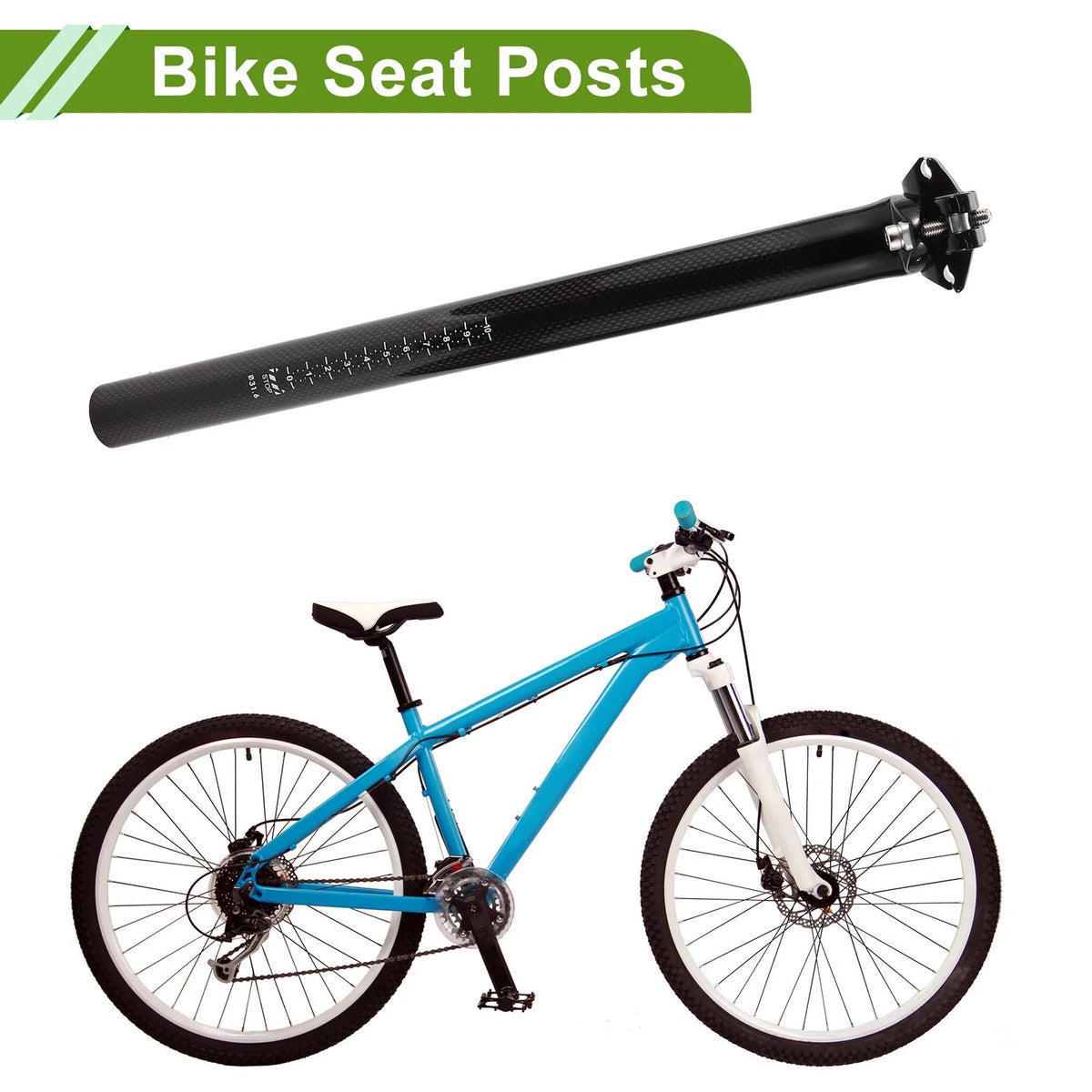 Bike Suspension Seatpost 31.6x350mm Replacement for Carbon Fiber Saddle Post