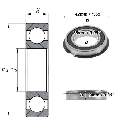 Deep Groove Ball Bearing 25x42x9mm for Scooter Skateboard (6905NR2RS)