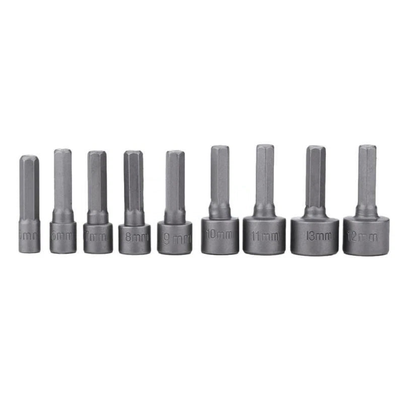 9pcs Metric Hex Socket Drill Bit Set for (5mm-13mm)