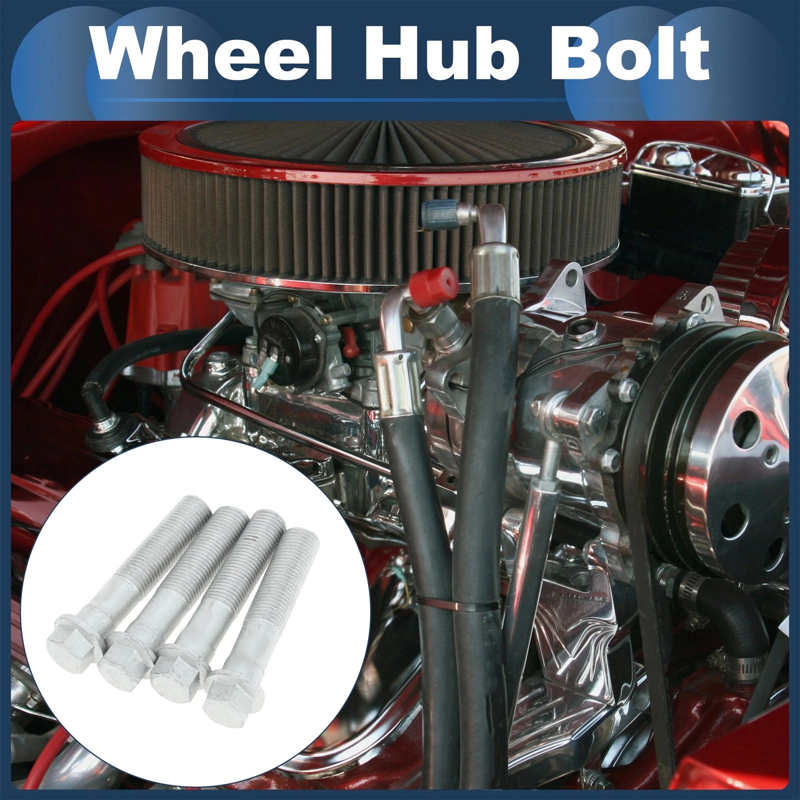 Wheel Hub Bolt Front Replacement for Cadillac DeVille (2000–2005) 4PCS Silver