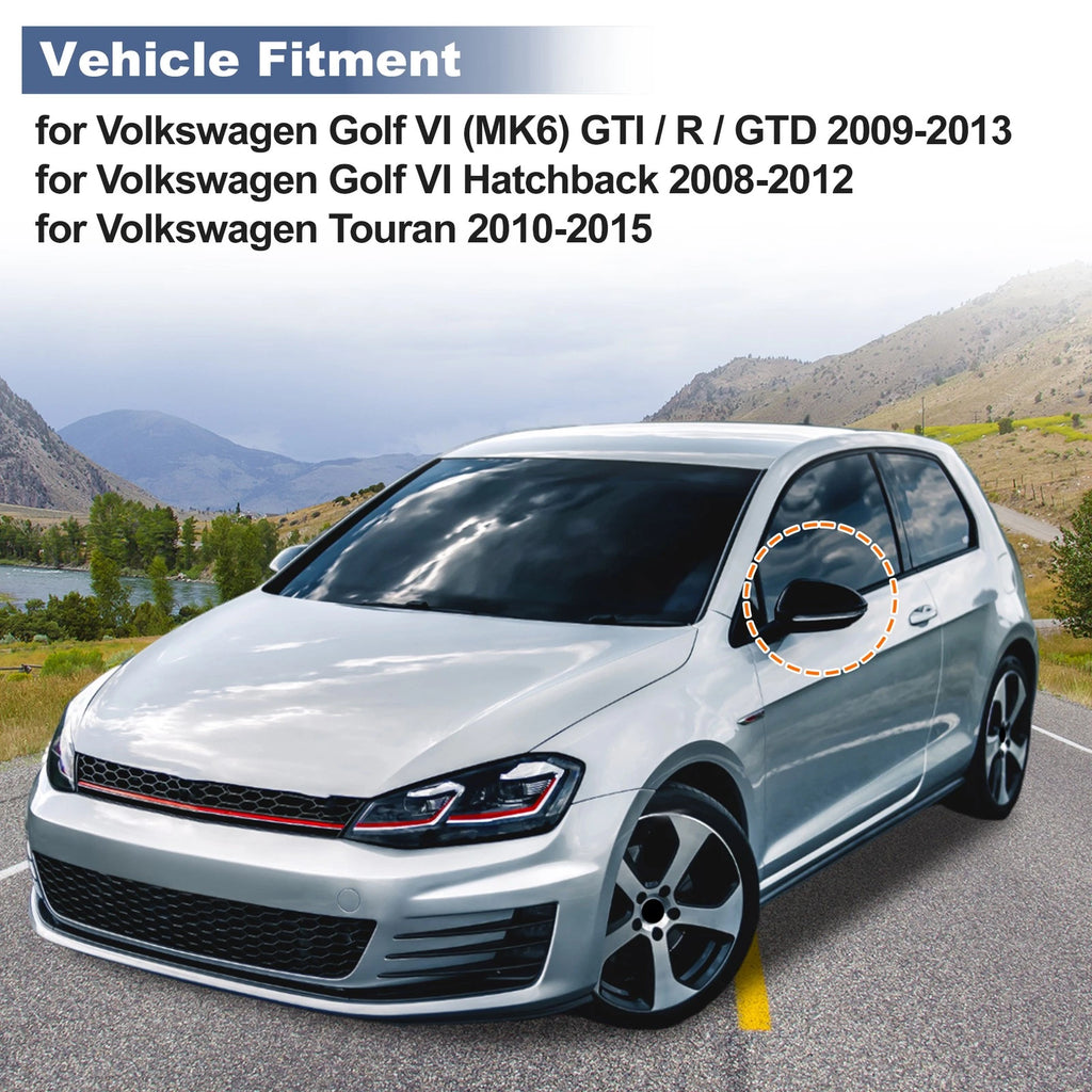 2X Rearview Mirror Cover Cap for Volkswagen Golf VI (2009–2013)