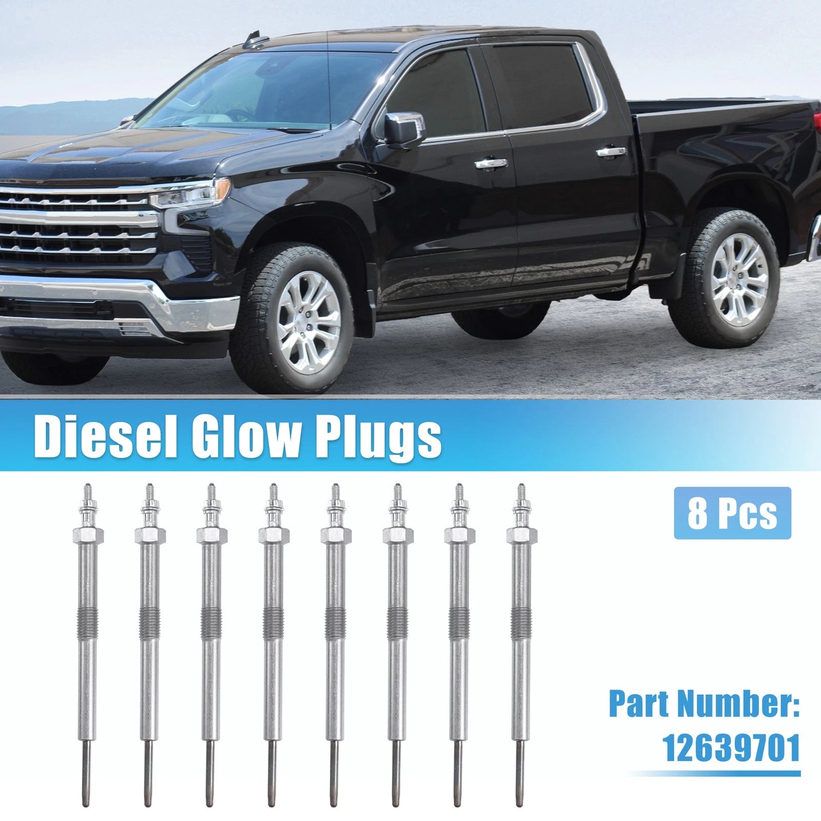 Diesel Glow Plug Replacement Set 8 Pc for Chevrolet Express 2500 (2006–2016)