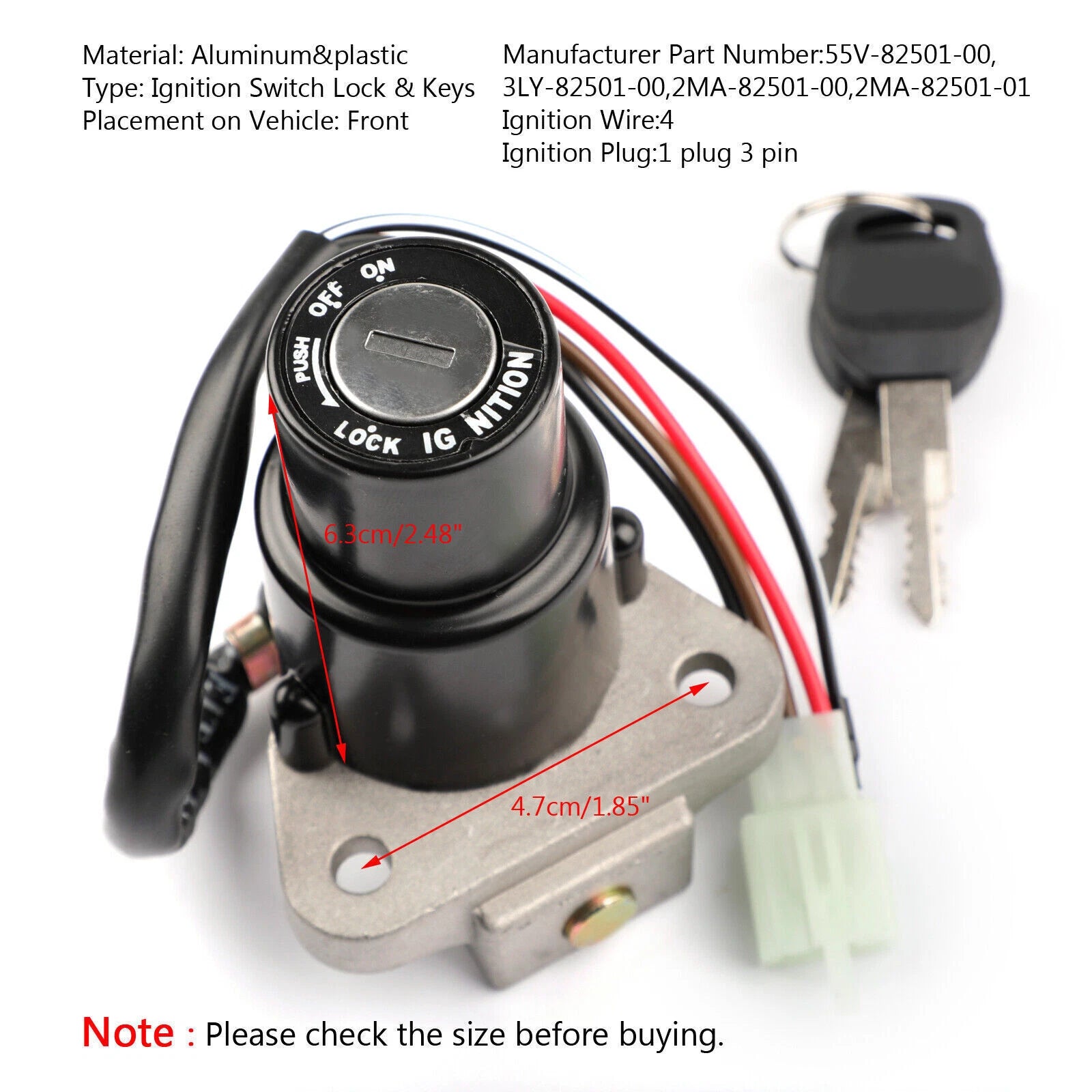 Ignition Switch Lock Keys for Yamaha DT125R XT600KN TZR250 FJ600 XJ750 (1980–1999)