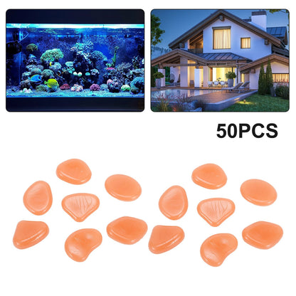 50pcs Glow in Dark Pebbles for Gardening and Aquariums