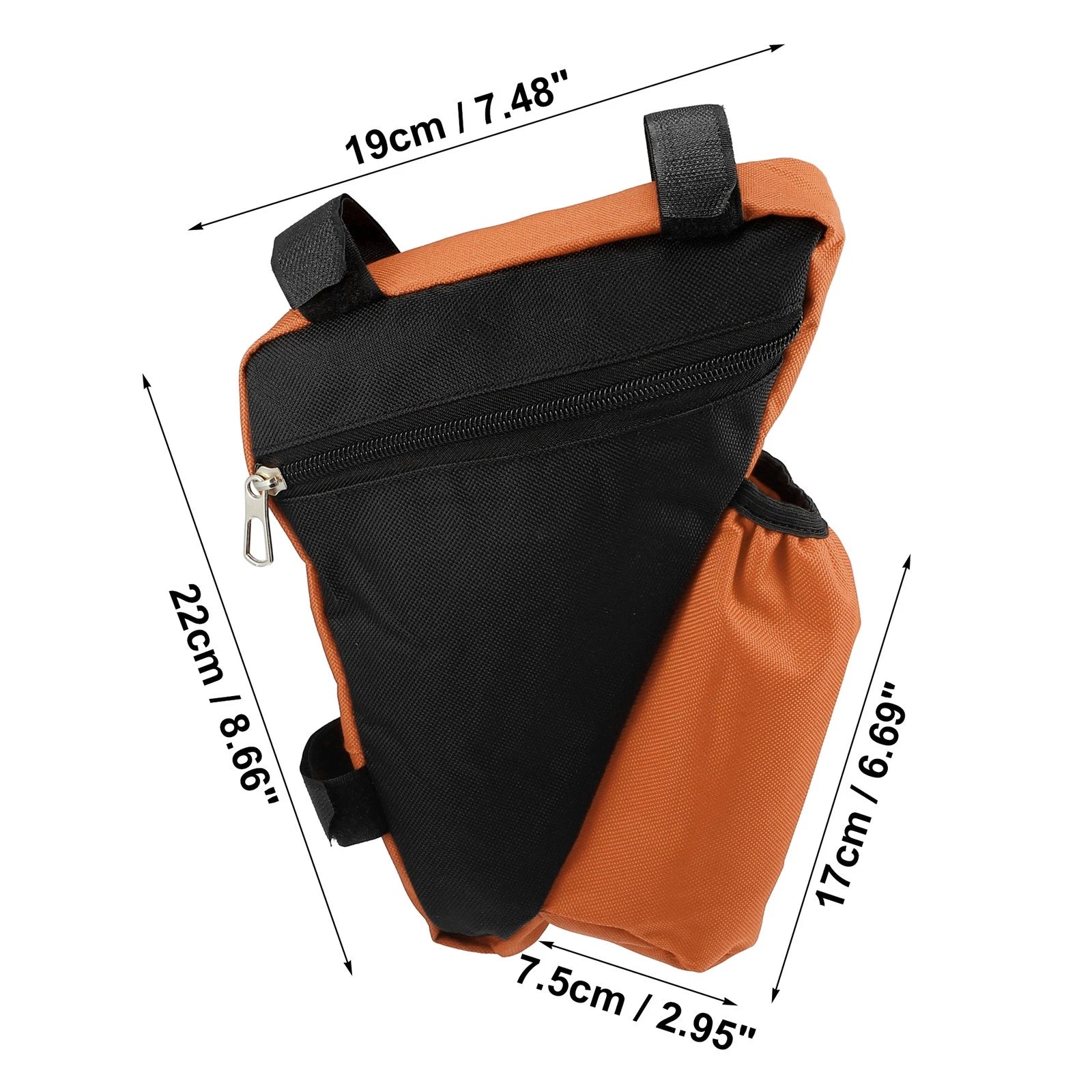 Triangle Frame Bag with Bottle Holder Storage Bag for Mountain Bike Orange