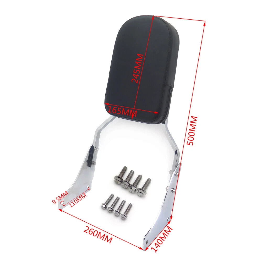Flame Backrest Sissy Bar with Leather Pad for Honda Shadow ACE 1100 (1997–2003)