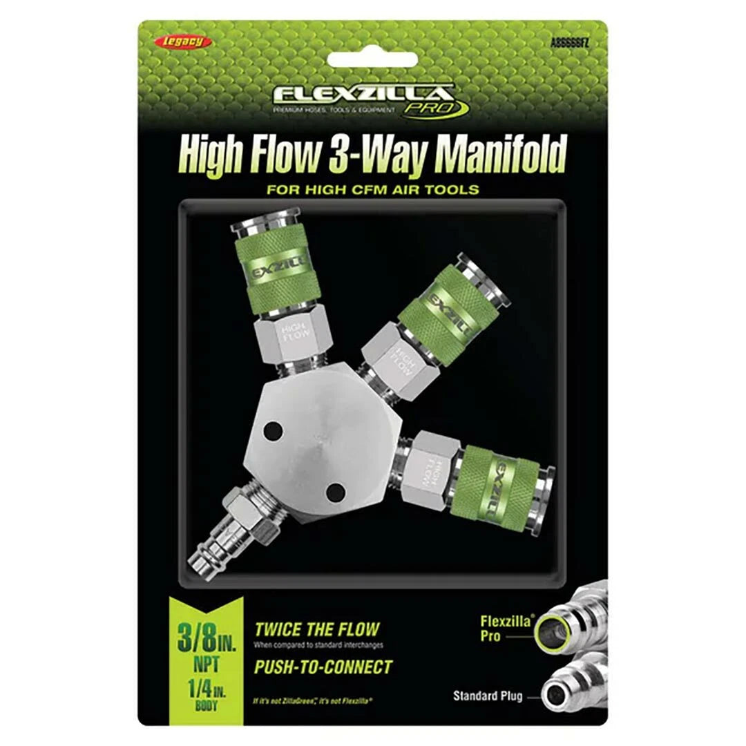 3-Way Manifold with Couplers & Plug for Flexzilla A86666FZ (NPT 3/8")