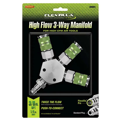 3-Way Manifold with Couplers & Plug for Flexzilla A86666FZ (NPT 3/8")