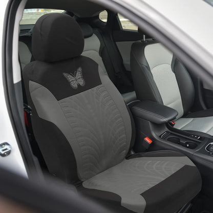 9 Piece Car Seat Covers Kit for Universal SUV - Butterfly Pattern Gray