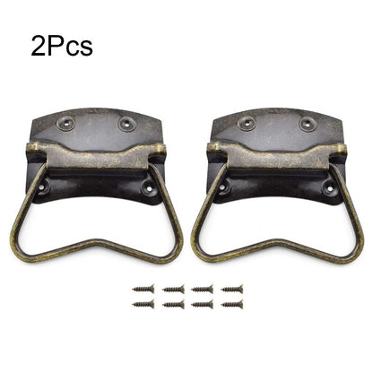 2Pcs Vintage Rectangle Handle Cabinet Jewelry Box Suitcase Toolbox Knob Hardware
