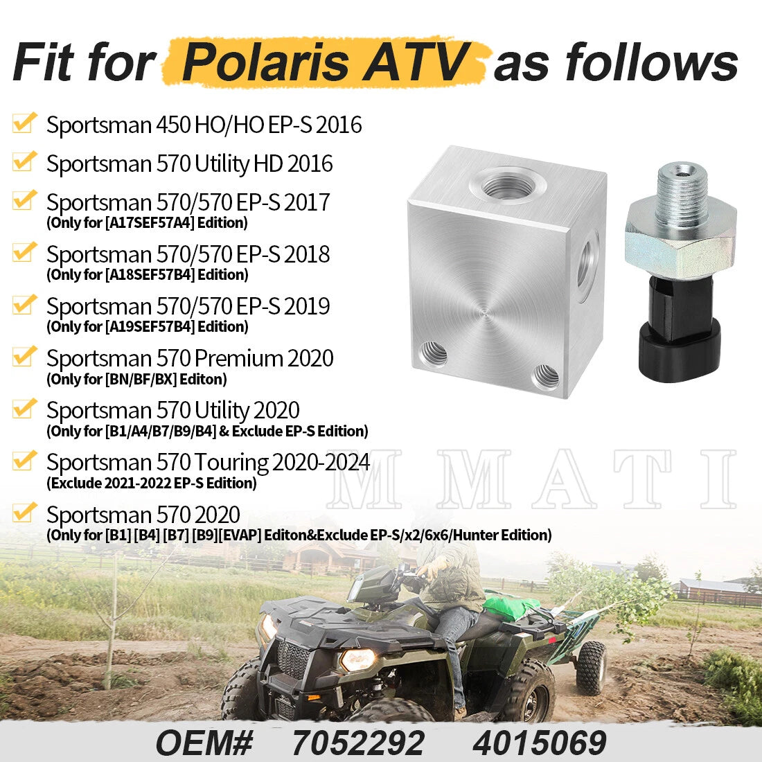 Front Fitting Cross & Brake Switch for Polaris Sportsman 450 570 (2014–2023)