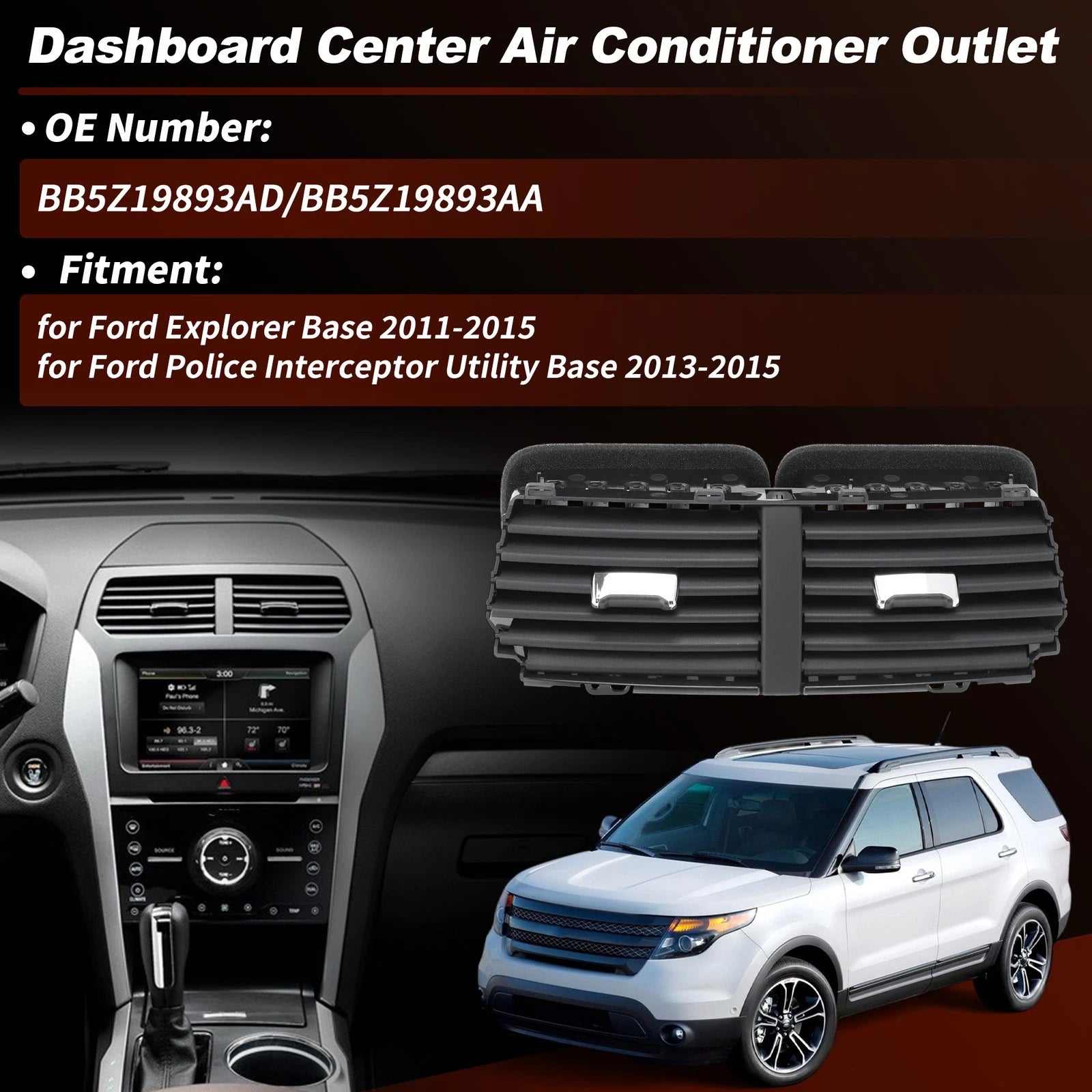 Dashboard Air Vent Outlet Panel Replacement for Ford Explorer (2011–2015)