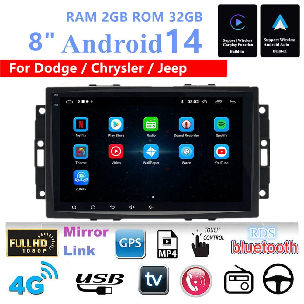 8'' Car Stereo GPS Head Unit for Jeep Grand Cherokee (2004–2007)