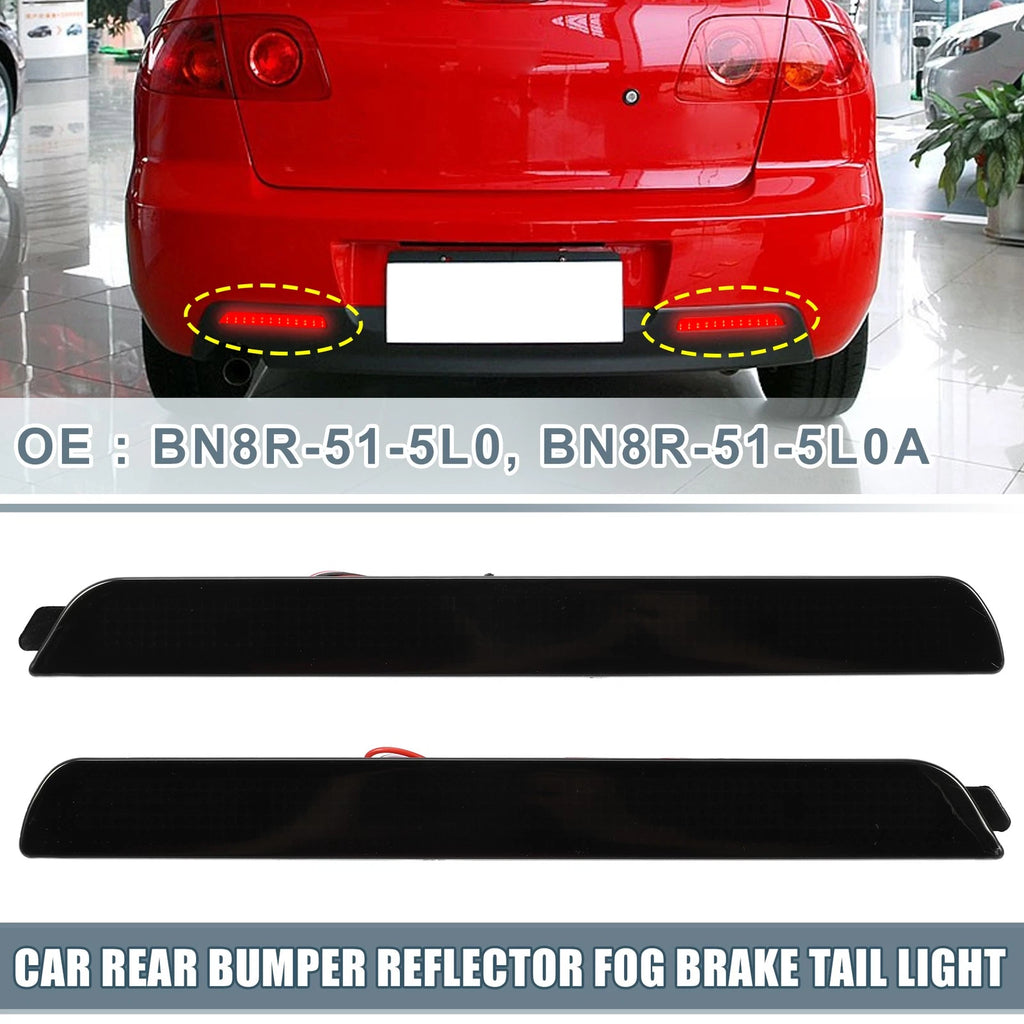 2PCS Smoked Rear Bumper Reflector LED Brake Light for Mazda 3 (2005–2009)